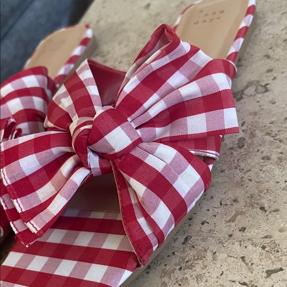 Target-A New Day Red Checkered Bow Slide Sandals - Picture 4 of 4
